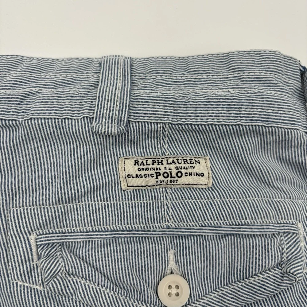 Polo Ralph Lauren Men's Pinstripe Cargo Shorts Blue White Cotton Size 36